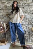 Rustic Nature Linen Blend Barrel Pant Washed Navy